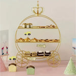 présentoir métal doré blanc trois niveaux gâteaux cupcakes macarons décoratif princesses mariage après midi