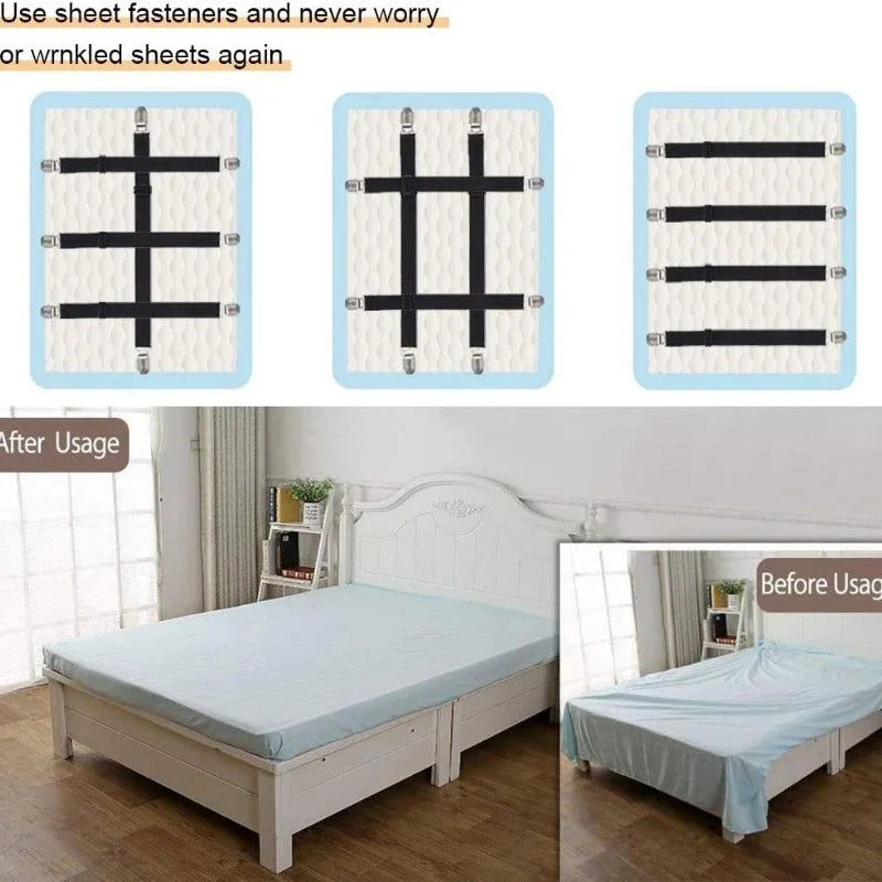 clips draps noir blanc rayures horizontales élastiques anti glisse support couverture moderne chambre