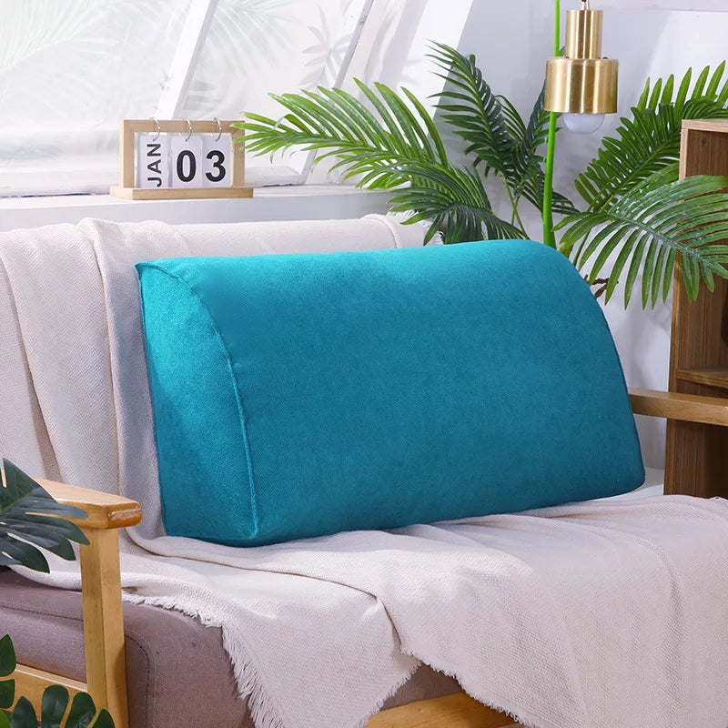 taies d'oreiller triangle solides velours doux moderne bleu marine rose gris vert beige fixés