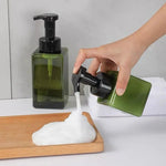 distributeur savon liquide bleu vert transparent contemporain 250ml 450ml 650ml pompe bouchon rechargeableextérieurvoyage