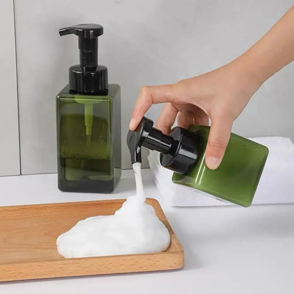 distributeur savon liquide bleu vert transparent contemporain 250ml 450ml 650ml pompe bouchon rechargeableextérieurvoyage