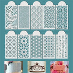 gabarits décoration gâteau blanc motifs géométriques modernes adhésifs reutilisables fondant icing cake decorating stencils