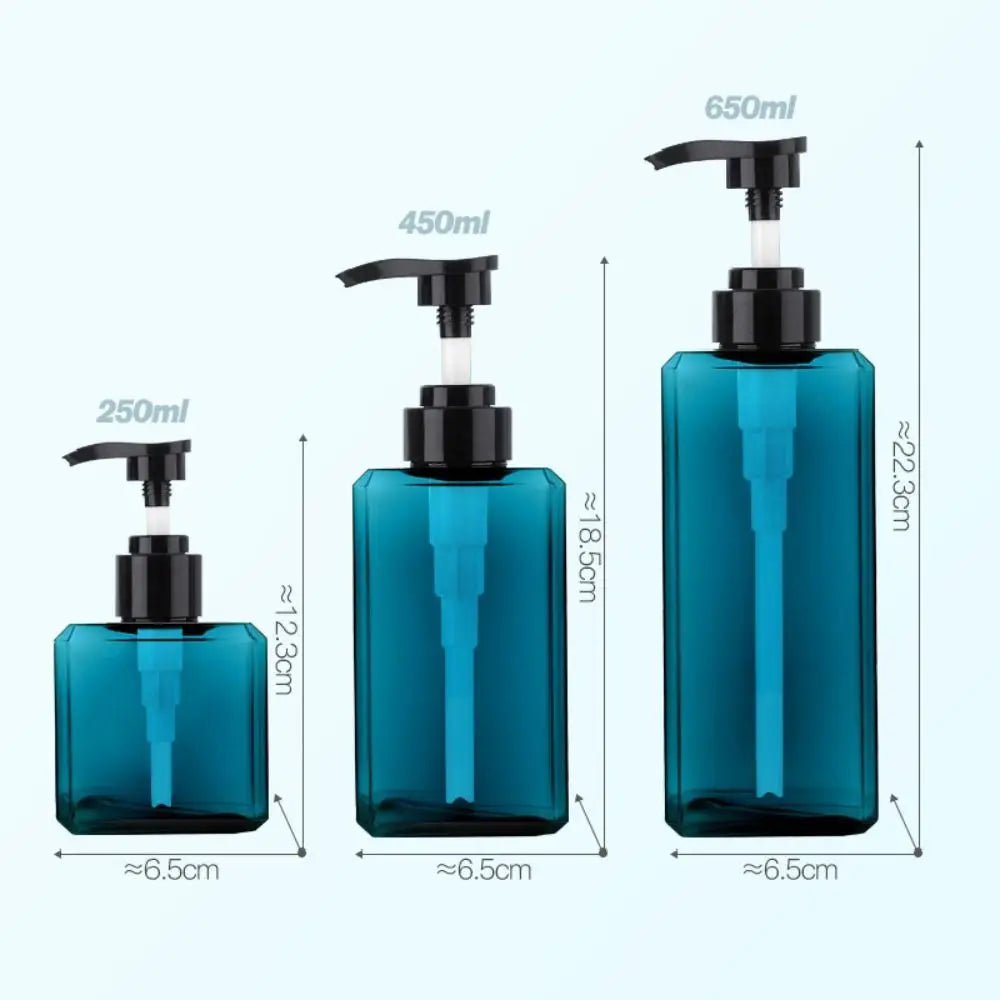distributeur savon liquide bleu vert transparent contemporain 250ml 450ml 650ml pompe bouchon rechargeableextérieurvoyage