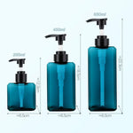 distributeur savon liquide bleu vert transparent contemporain 250ml 450ml 650ml pompe bouchon rechargeableextérieurvoyage