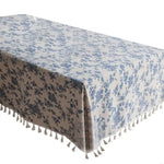 nappe table fleurs bleu coton polyester lavable machine saison thèmes classique vintage tassels