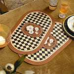 tapis table classique vintage noir blanc marron motif floral roses texte better life résistant