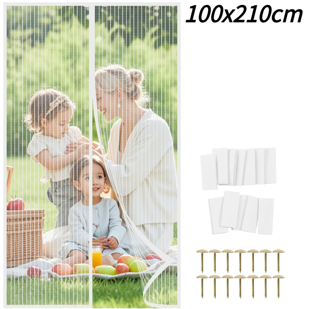 rideau porte magnétique anti insectes polyester noir maille fine moderne plié maison sécurité chambre