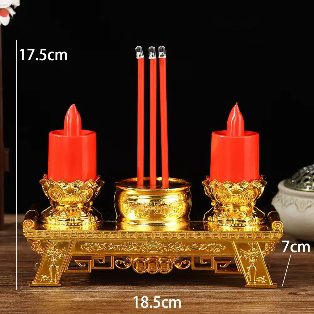 décoration religieuse classique bougeoir trois bougies rouge doré traditionnel