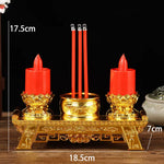 décoration religieuse classique bougeoir trois bougies rouge doré traditionnel