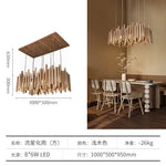 suspension lumineuse bois moderne ligne verticale marron clair finition brillante led scandinave
