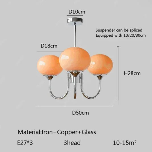 lustre moderne rose doré sphères brillantes opalescent semi encastré led