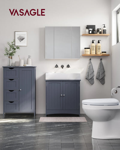 Meuble salle de bain rangement 4 tiroirs gris foncé vue avant