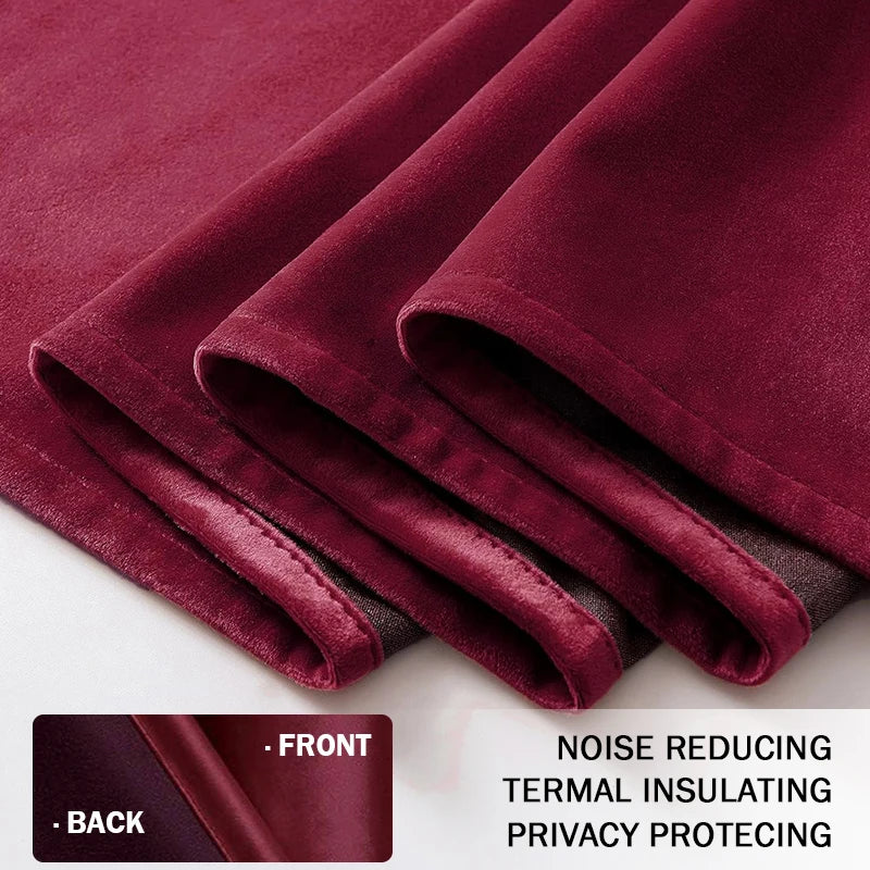 rideau velours polyester rouge bordeaux solide moderne fenetre opaques maison