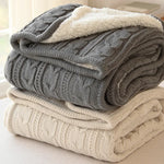couverture tricotée torsadée coton gris beige moderne hiver voyage maison