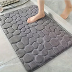 tapis bain gris moderne texture cailloux absorption eau antidérapant polyester pvc machine wash oblong