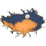 sticker mural 3d ciel bleu nuages étoiles béton fissuré adhésif chambre toit