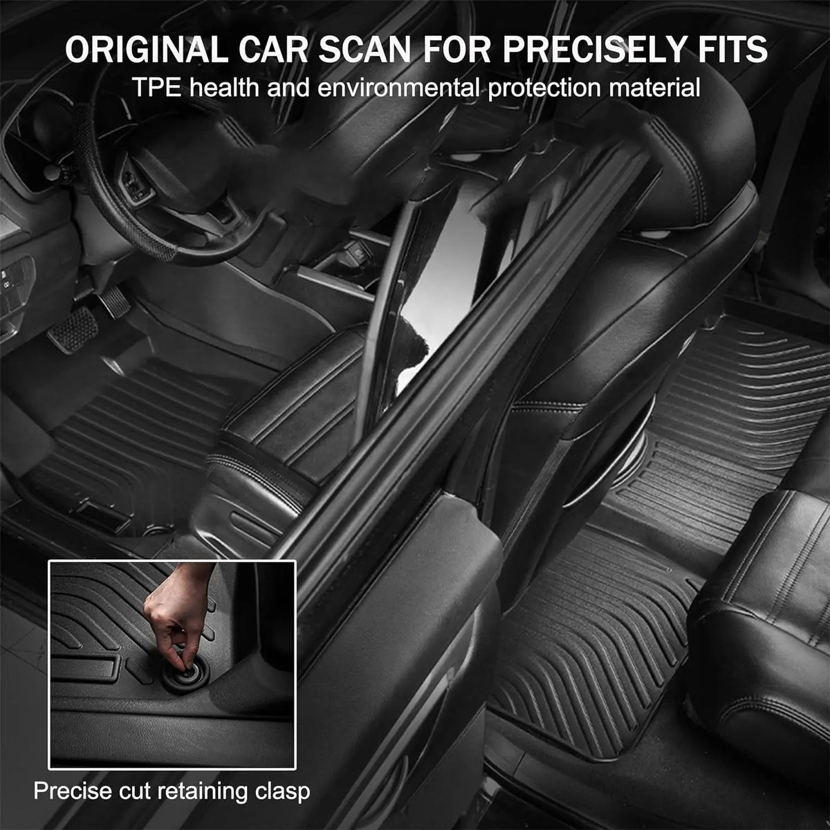 tapis sol tpe anti dérapant noir texturé honda pilot 2023 2024 2025