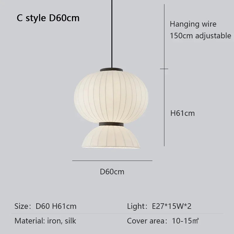 suspension lumineuse moderne soie rayures horizontales blanc noir 2000 82000 lumens chambre étude