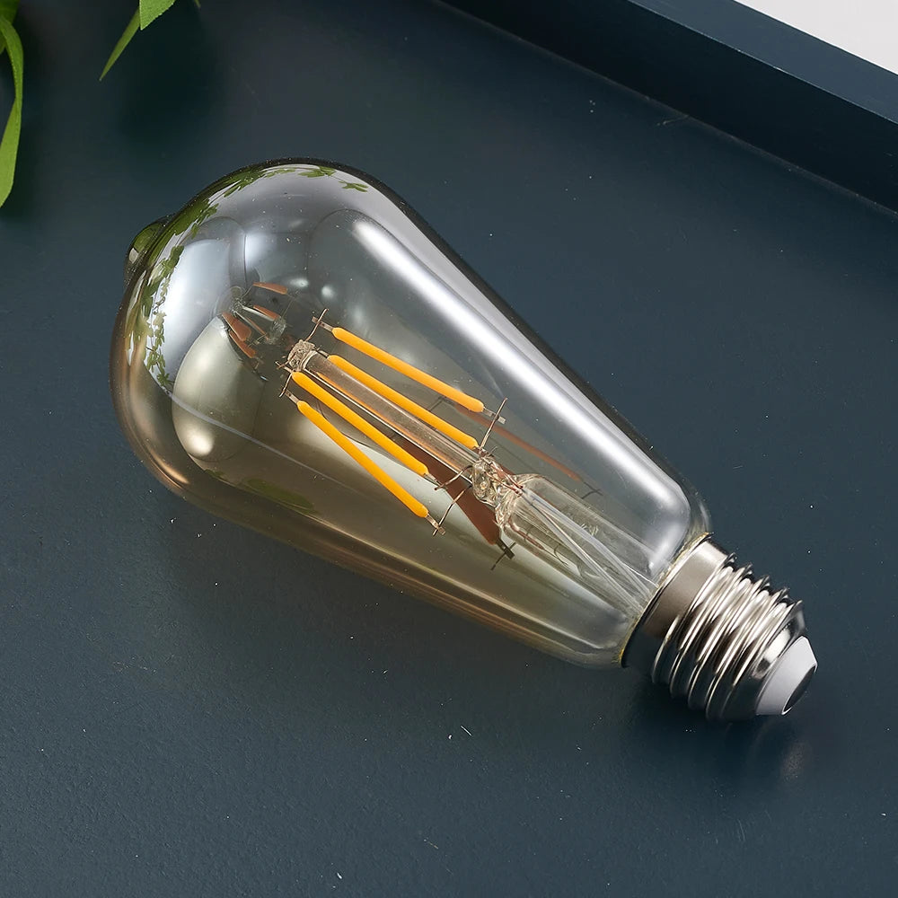 ampoule led e27 filament doré lumière jaune chaude vintage 4w 6w 8w 220v