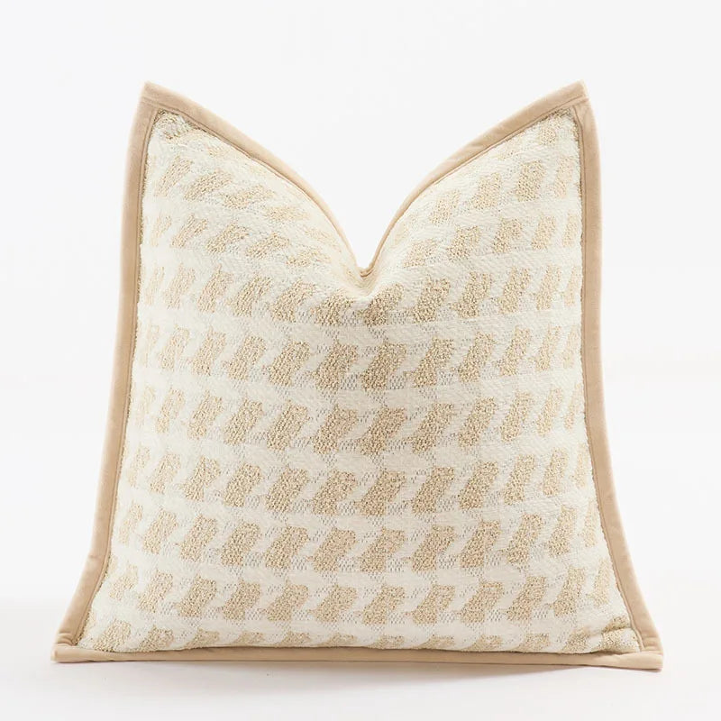 housse coussin carré polyester géométrique moderne beige clair foncé suspension Jacquard décoration maison commerciale