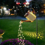 arrosoir lumineux solaire or noir artisanal rustique interrupteur panneau solaire crochets métalliquesextérieur led jardin