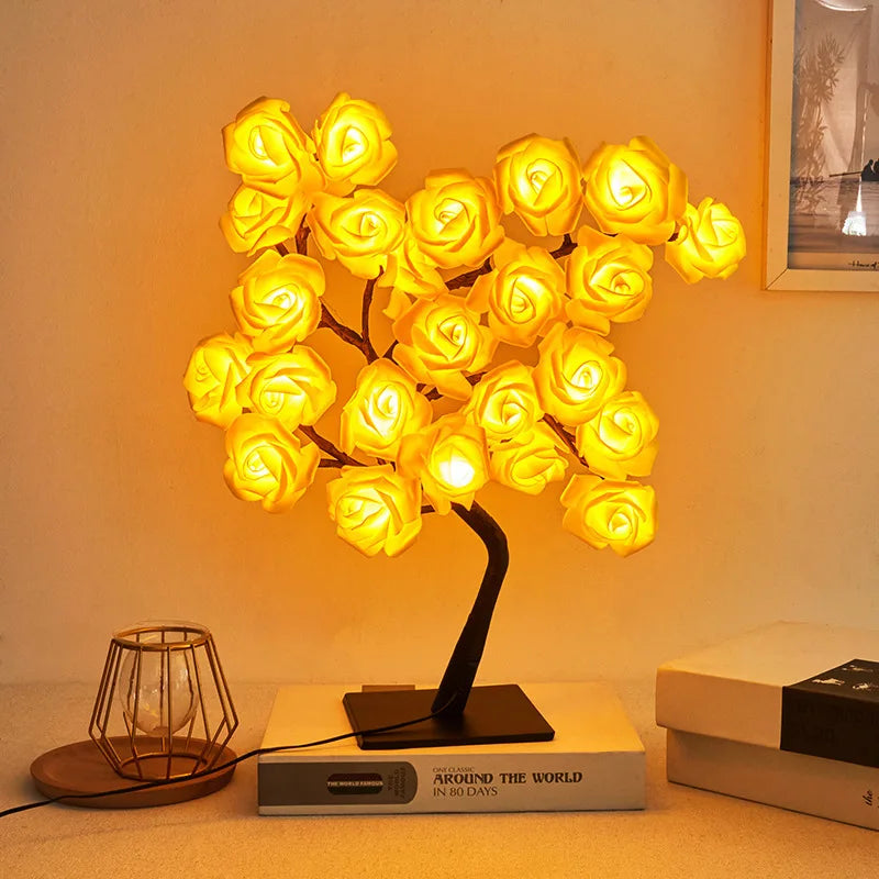 décoration noël lampe arbre rose led usb alimentée blanc multicolore contemporain minimaliste