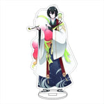 figurines anime acrylique bleu rose verte noire blanche motifs floraux base circulaire décoration collection