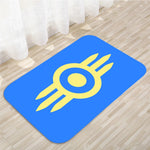 tapis noir bleu blanc logo vault tec antidérapant moderne graphique sol couloir polyester