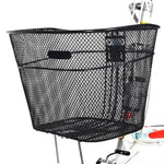 panier vélo noir maille métallique clips fixation moderne durable réglable arrière facile