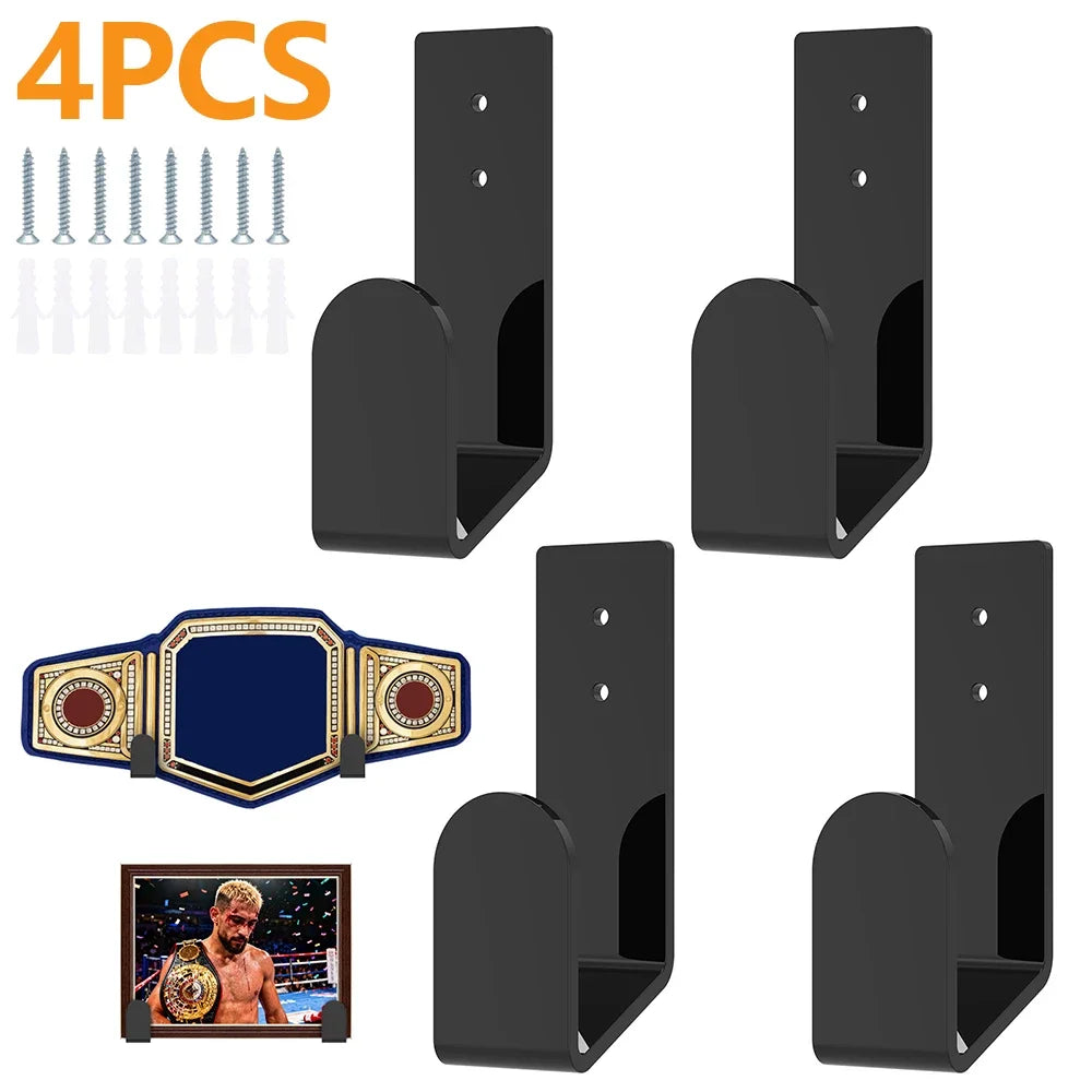 supports muraux ceintures championnat noir or plusieurs trophées boxe sportifs