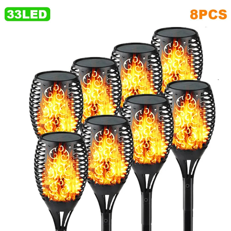 torche solaire imperméable led flamme animée moderne extérieur jardin décoration motifs floraux ip65 abs