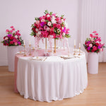 arche fleurs rose vif moderne décoration mariage anniversaire extérieur table blanche doré éléments