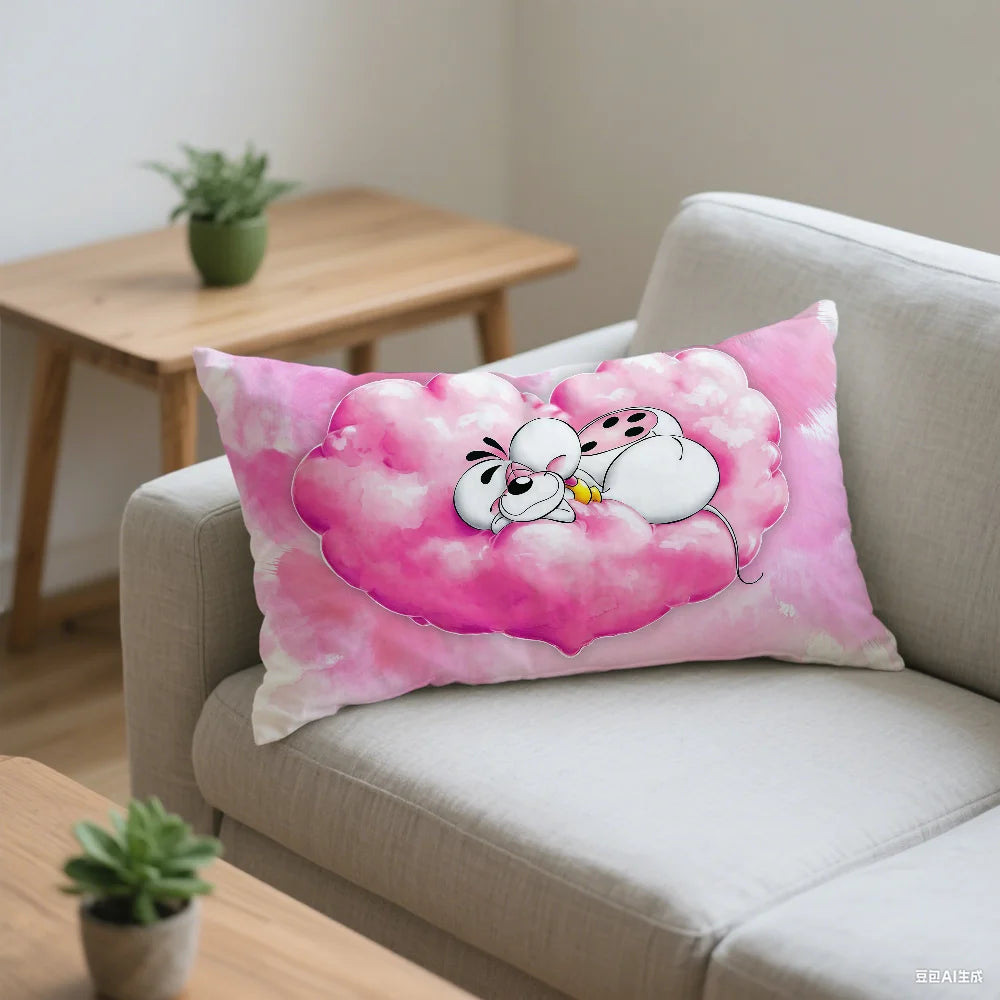 housse coussin imprimée polyester nuages animaux mignons rose blanc 30x50cm 40x60cm 48x74cm 50x70cm double