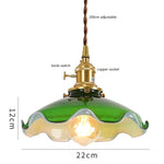lampe suspendue vintage vert ombre matériau pierre verre 25cm ajustable 200cm autonomie e27