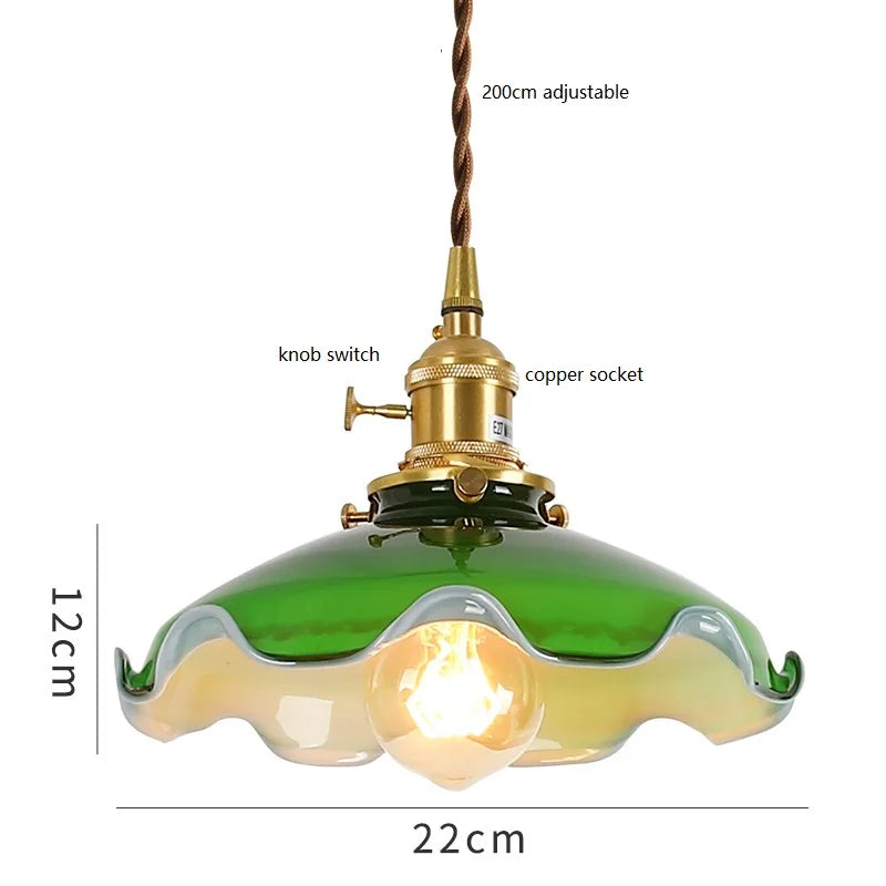 lampe suspendue vintage vert ombre matériau pierre verre 25cm ajustable 200cm autonomie e27