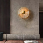 applique murale moderne dorée transparente rayures concentriques 28cm lumière chaude chambre salon