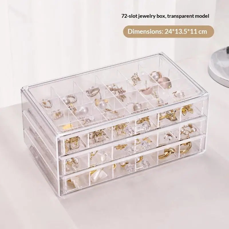 boîte rangement bijoux transparente moderne poignées 72 grilles grandes capacités