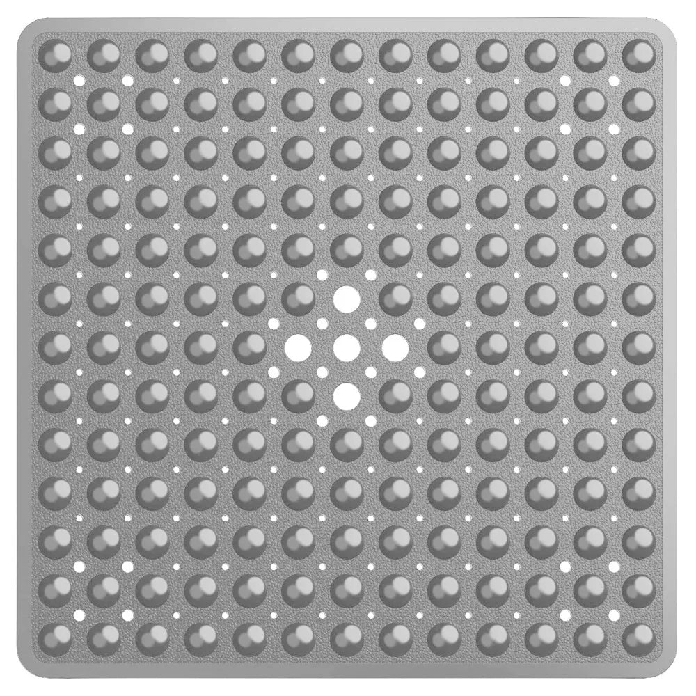 tapis bain antidérapant pvc bleu blanc noir perforé moderne adhésif 53x53cm