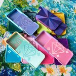 plateau broderie diamant moderne bleu violet rose jaune vert multicolore texture lisse geometrique pratique