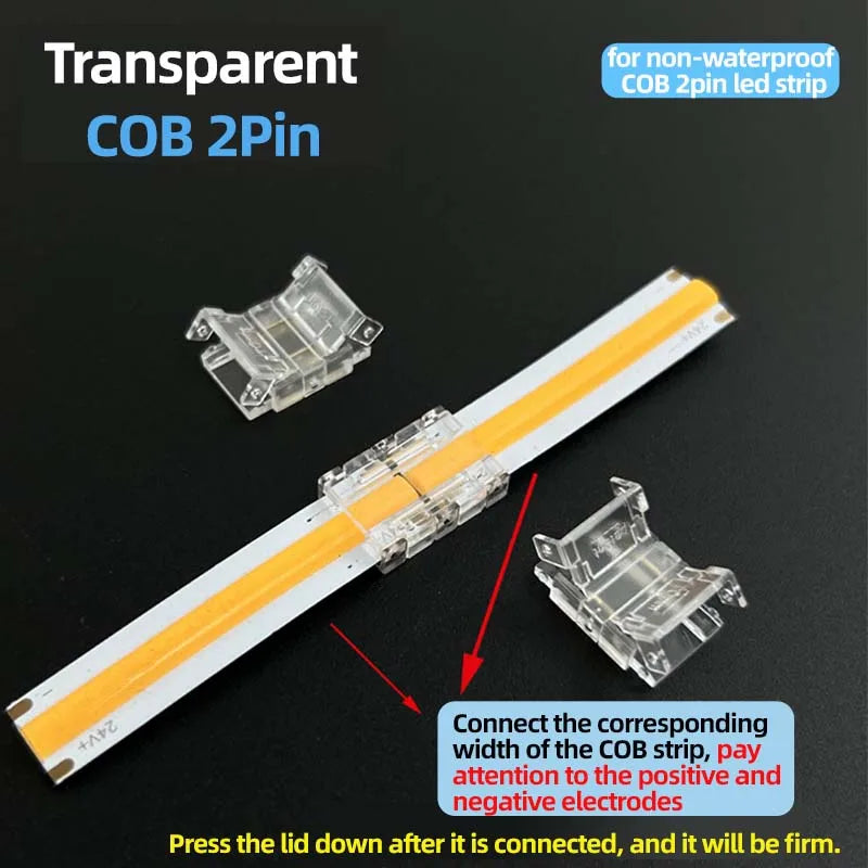 ruban led cob 2pin blanc jaune transparent clips 5mm 8mm 10mm moderne fonctionnel