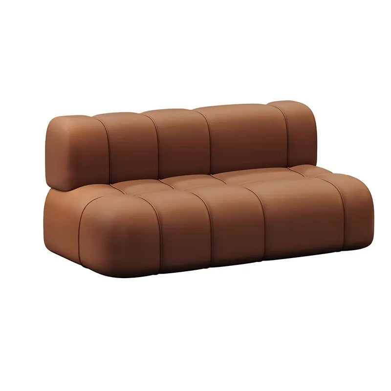 canapé d'angle moderne marron clair cuir tabourets salon minimaliste 1.2m 1.4m 1.6m