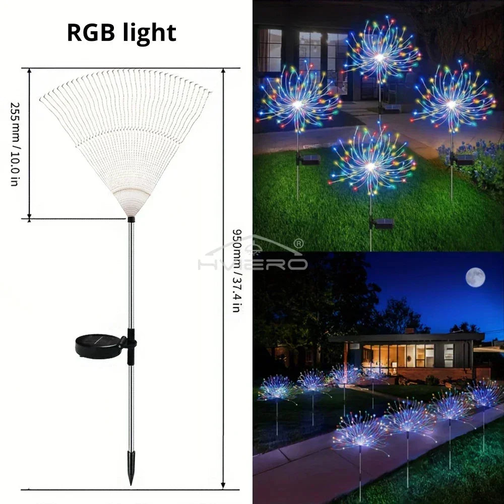 décorations solaires extérieures led étoiles feux d’artifice moderne piquet métallique interrupteur multicolore noël vacances