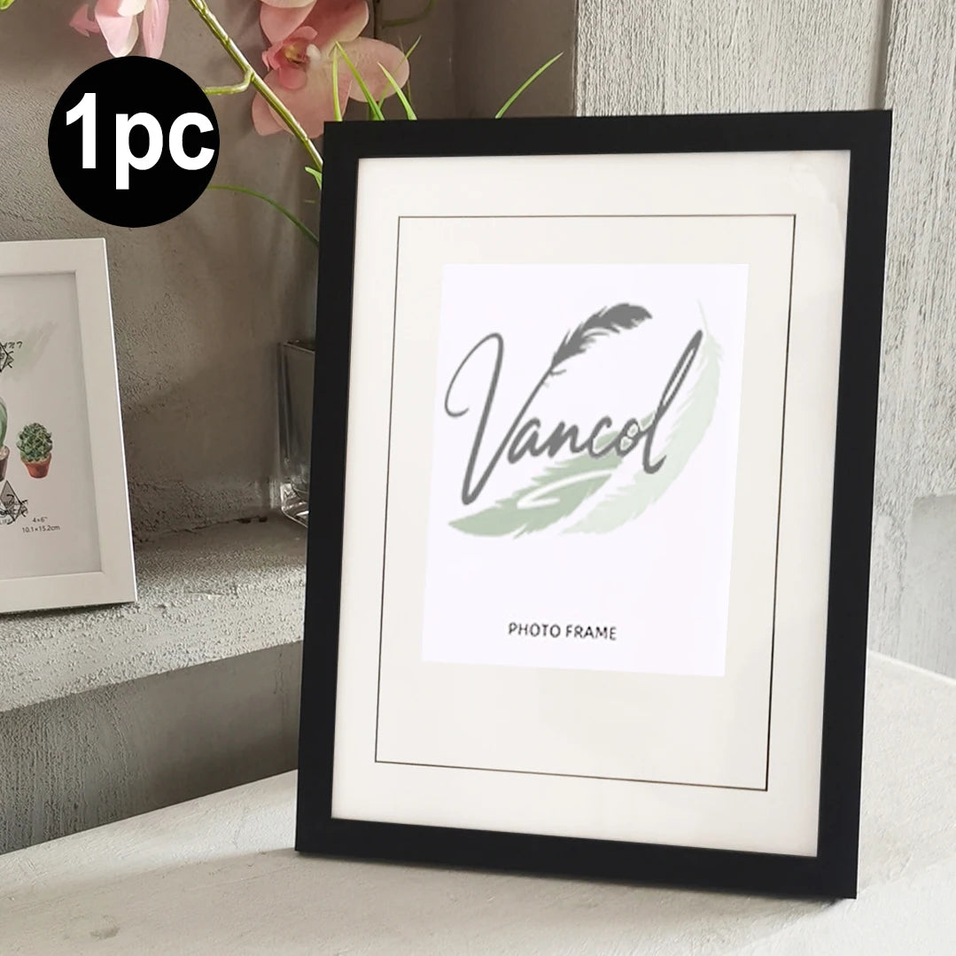 Cadre photo bois moderne minimaliste noir blanc protection acrylique dimensions incluses decoration intérieure