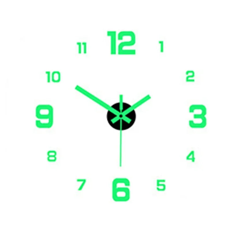 horloge murale moderne stickers numérotés 3d vert fluo noir doré minimaliste salon