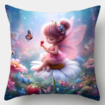 taies d'oreiller fleurs fée papillons motifs floraux couleurs vives lit décoration fantaisie magique polyester