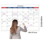 calendrier mural blanc bleu vert rose noir grille dates moderne pratique autocollants adhésifs undaté