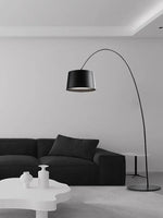 lampe sol moderne led noir base circulaire abat jour aluminium éclairage intérieur minimaliste