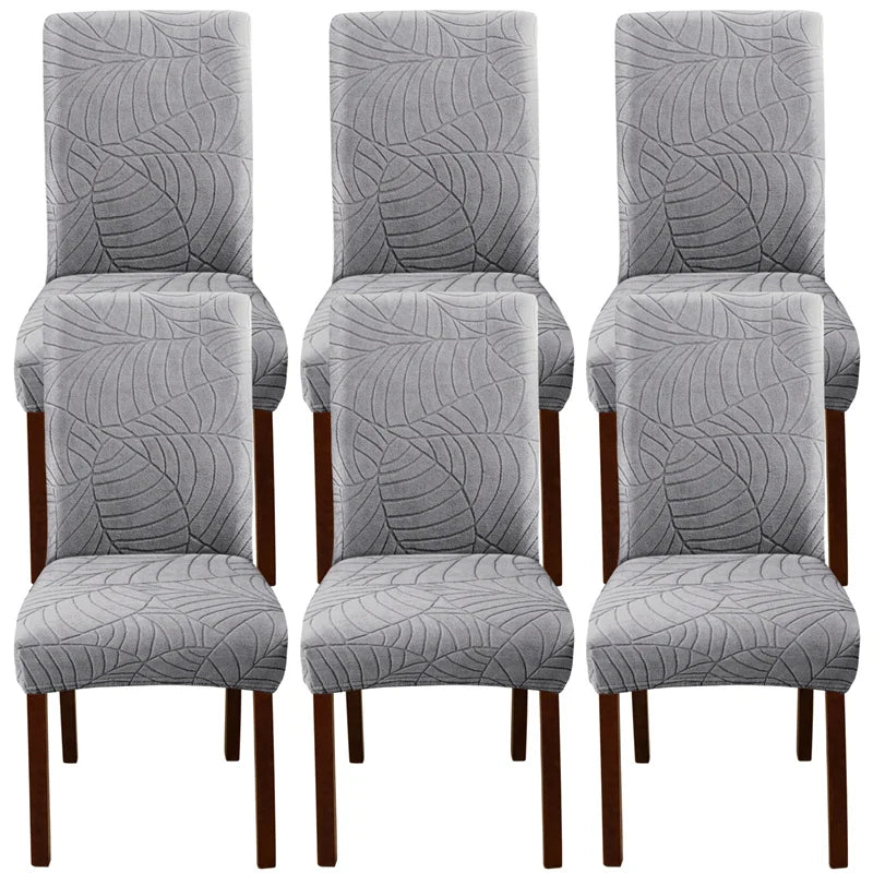 housse chaise velours motif feuilles extensible élastique fauteuil salle manger moderne