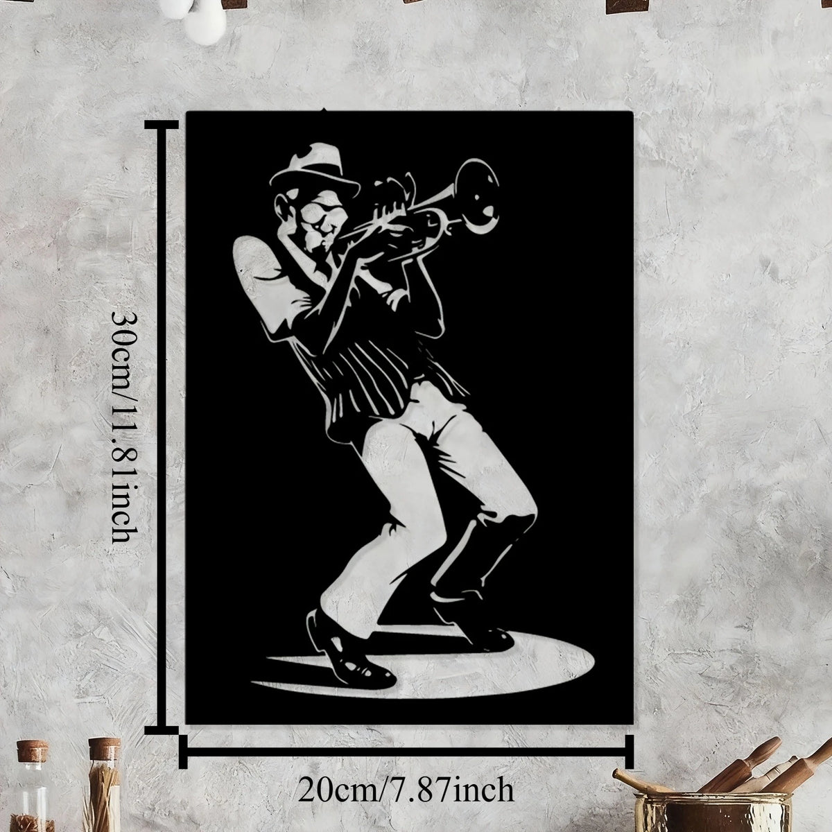 décoration murale jazz musicien trompette noir blanche graphique vintage chambre salon