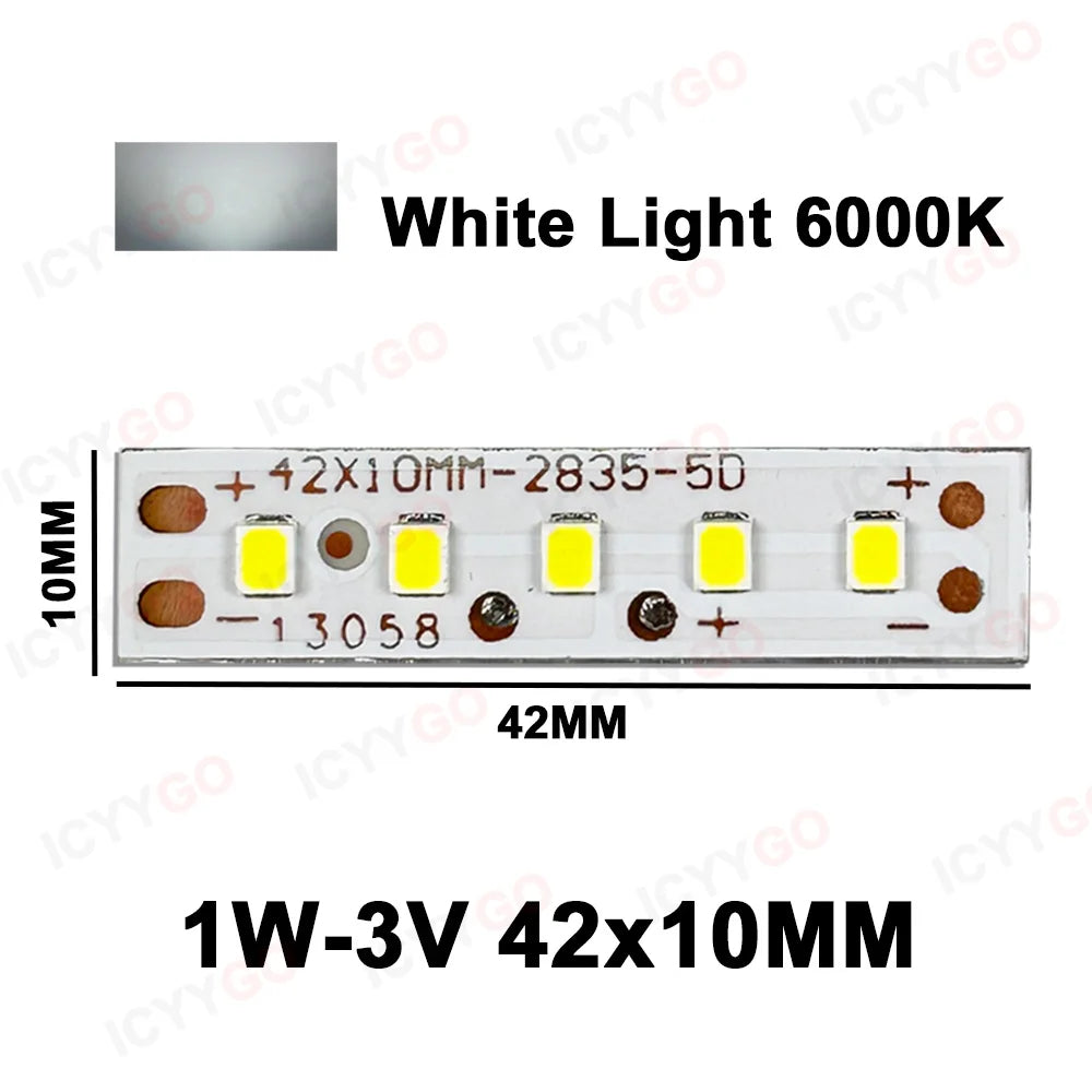 bande led blanc moderne 42x10mm diodes smd2835 3v 300ma opaque sans fixation visible